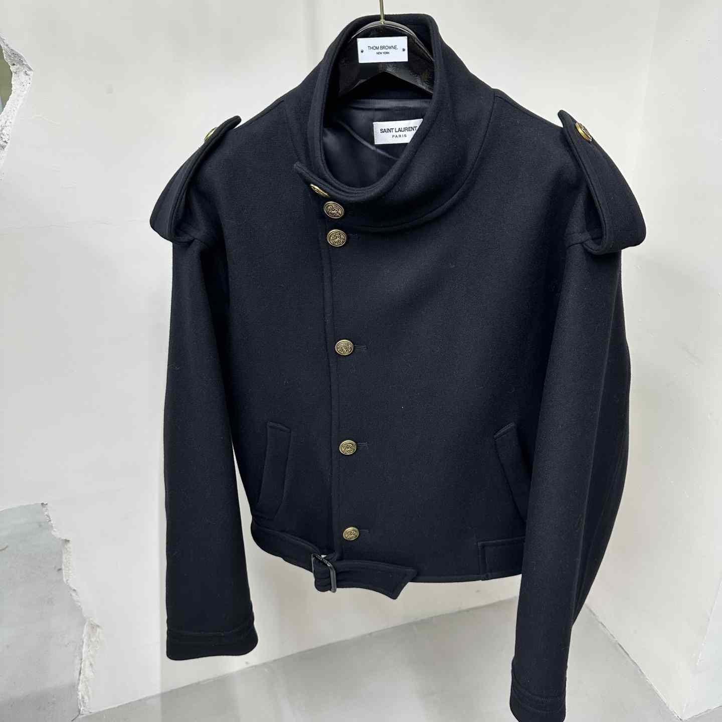 Saint Laurent Button-up Wool Military Jacket - DesignerGu