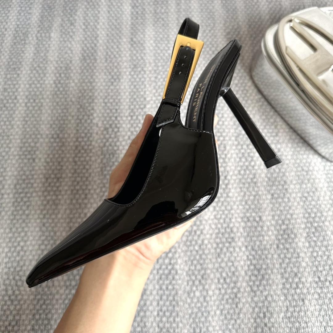 Saint Laurent Lee Slingback Pumps In Patent Leather - DesignerGu