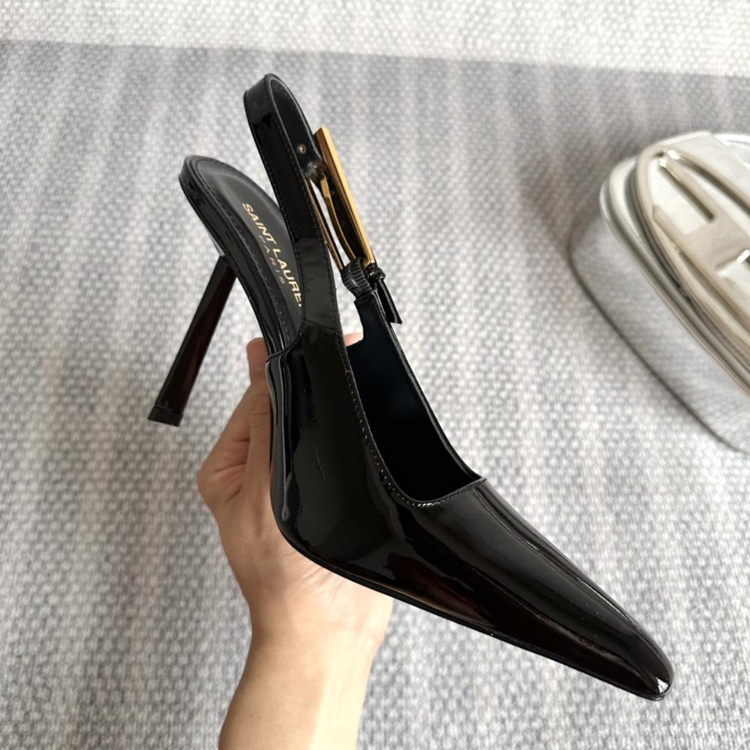 Saint Laurent Lee Slingback Pumps In Patent Leather - DesignerGu