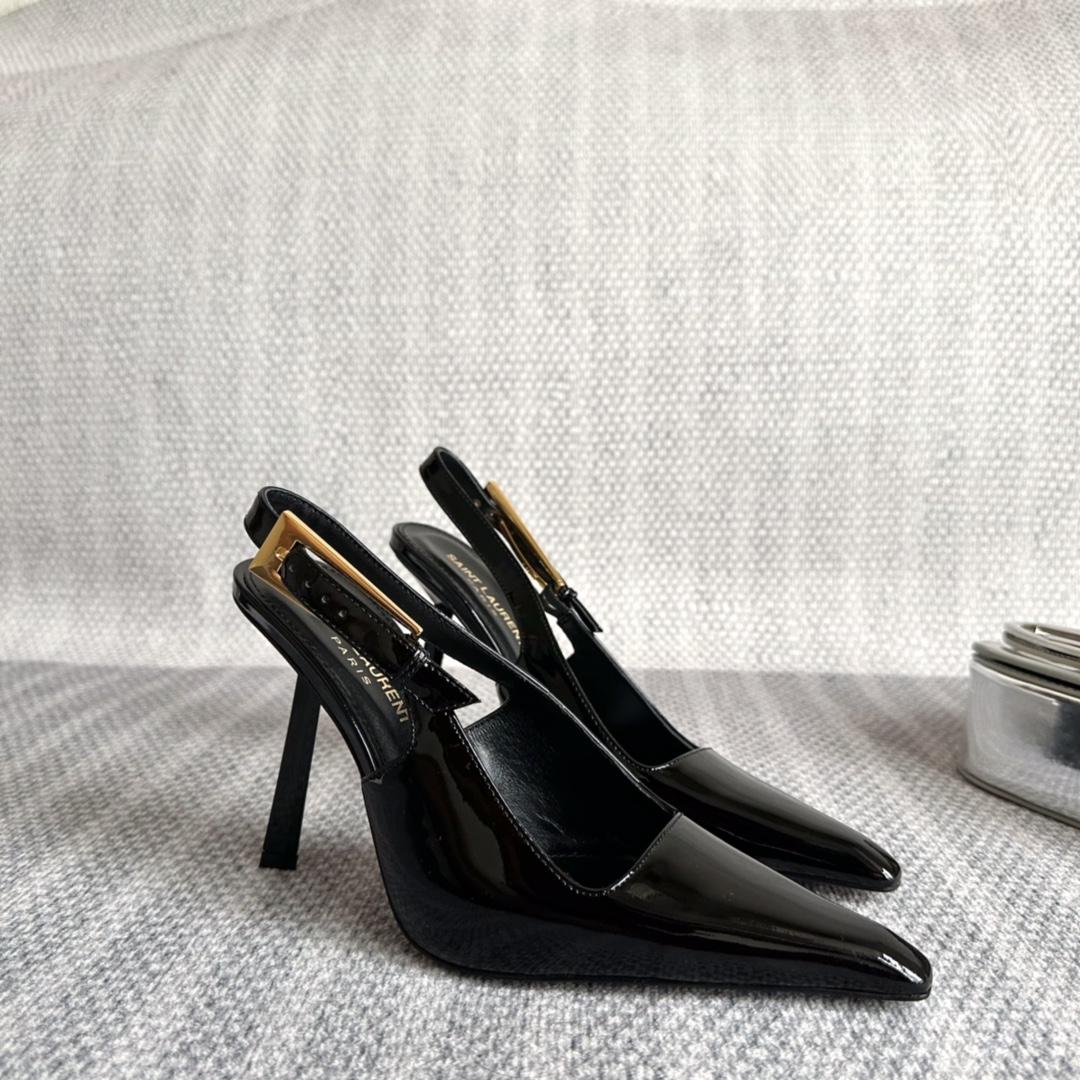 Saint Laurent Lee Slingback Pumps In Patent Leather - DesignerGu