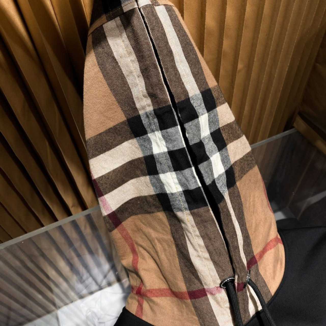 Burberry Check Hood Cotton Blend Hoodie - DesignerGu