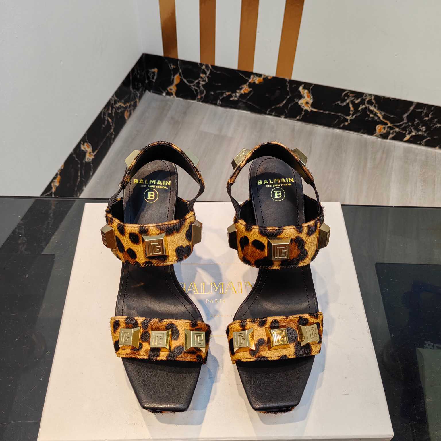 Balmain Ava Leopard-print Platform Sandals - DesignerGu