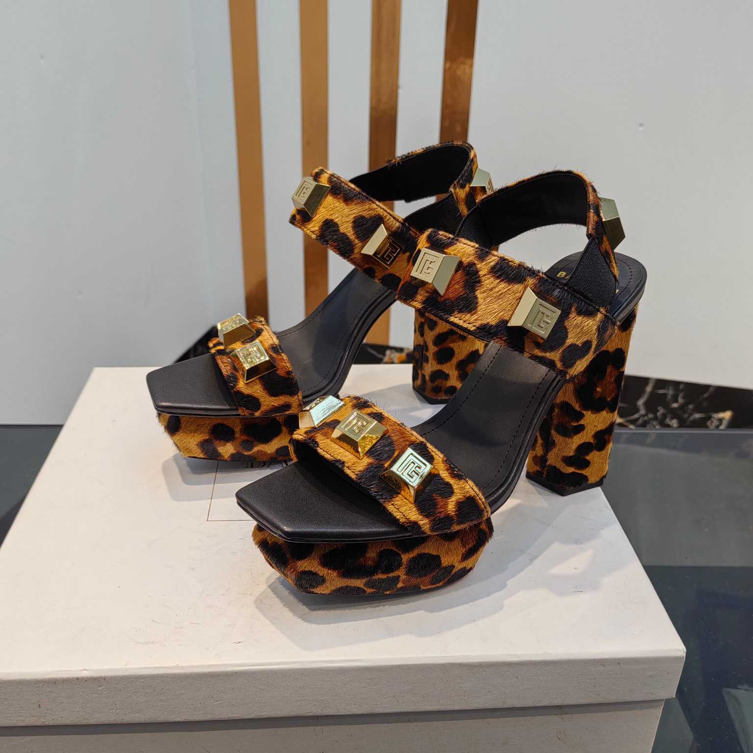 Balmain Ava Leopard-print Platform Sandals - DesignerGu