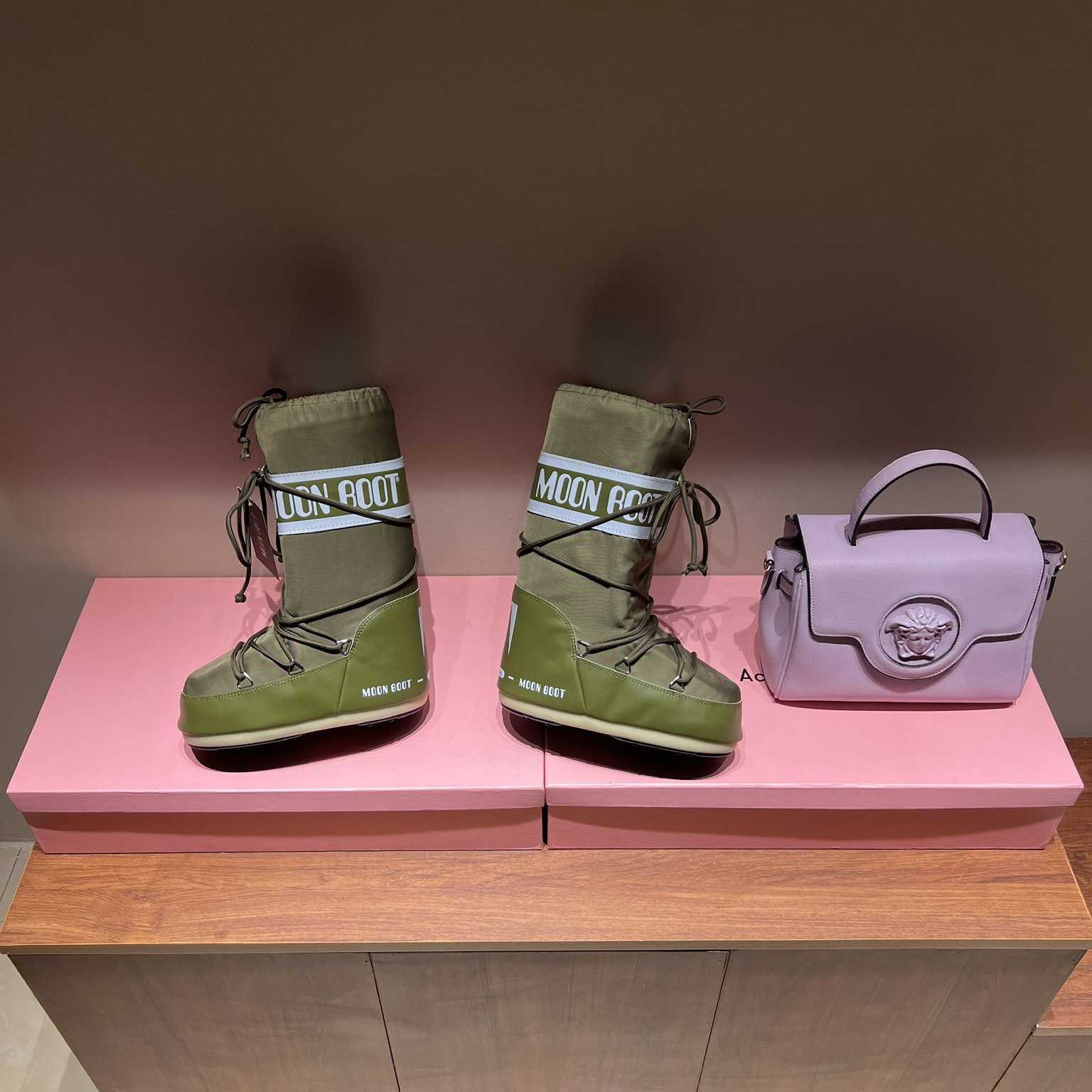 Moon Boot Icon Junior Khaki Nylon Boots - DesignerGu