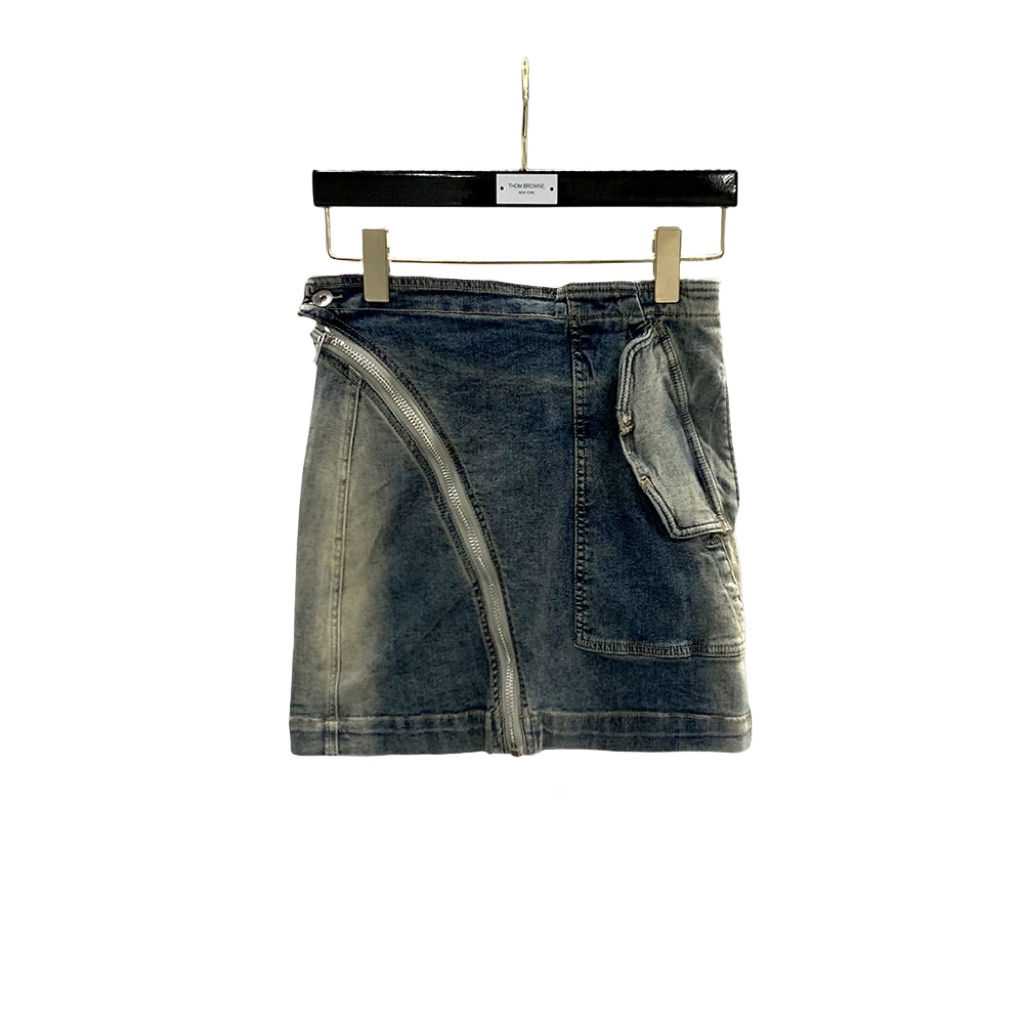 Rick Owens Dégradé denim mini skirt - DesignerGu