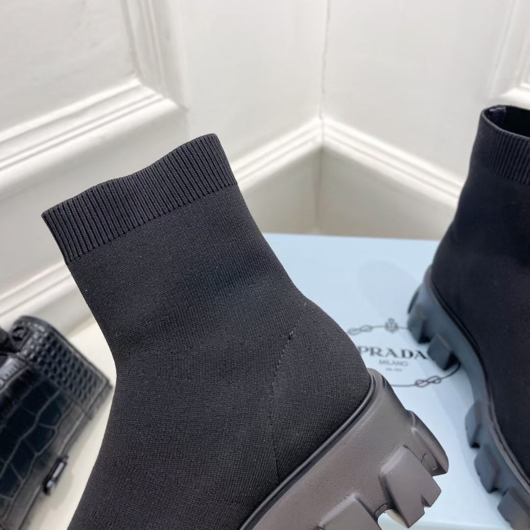 Prada Monolith Knit Booties - DesignerGu