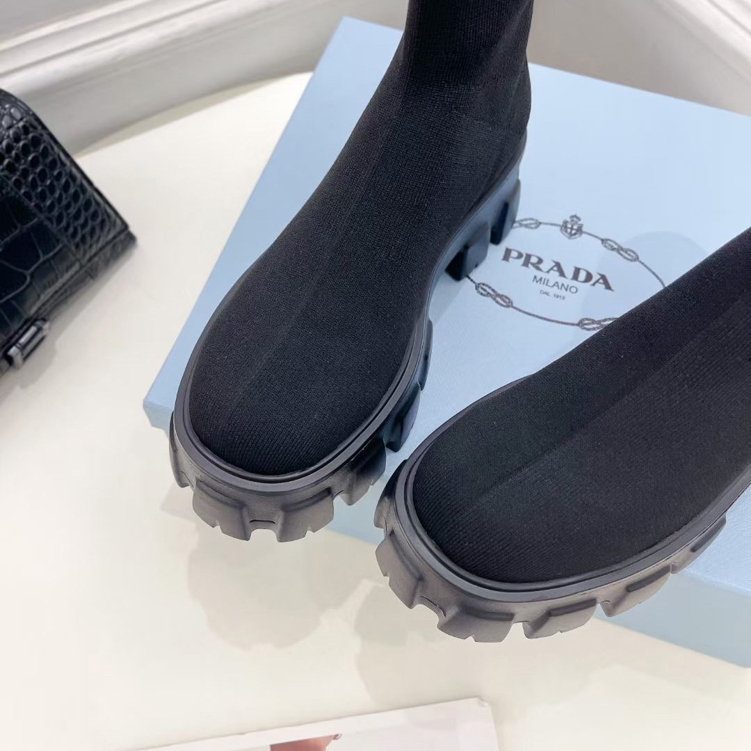 Prada Monolith Knit Booties - DesignerGu