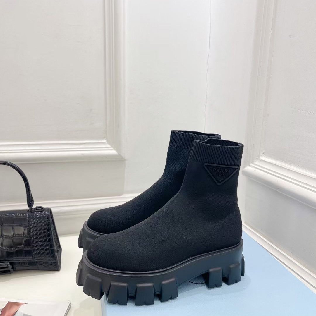 Prada Monolith Knit Booties - DesignerGu