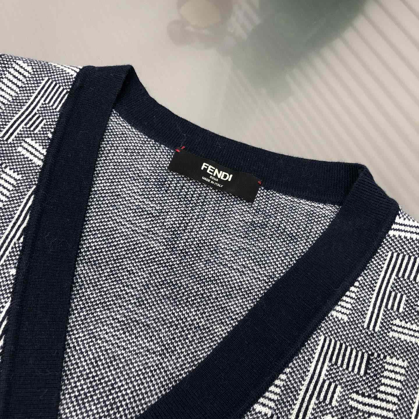 Fendi Blue Wool Cardigan - DesignerGu