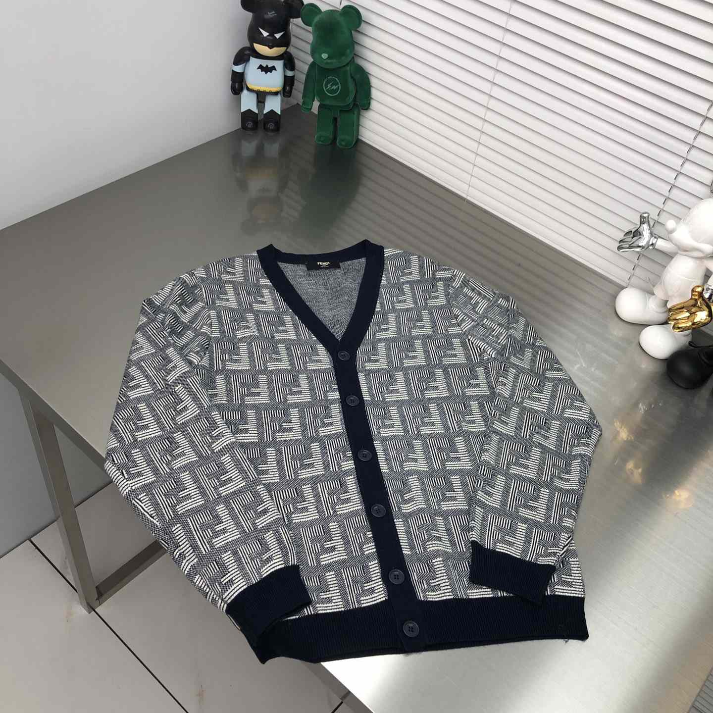 Fendi Blue Wool Cardigan - DesignerGu