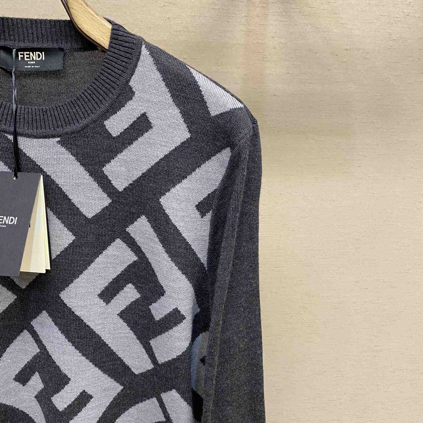 Fendi Gray Wool Sweater - DesignerGu