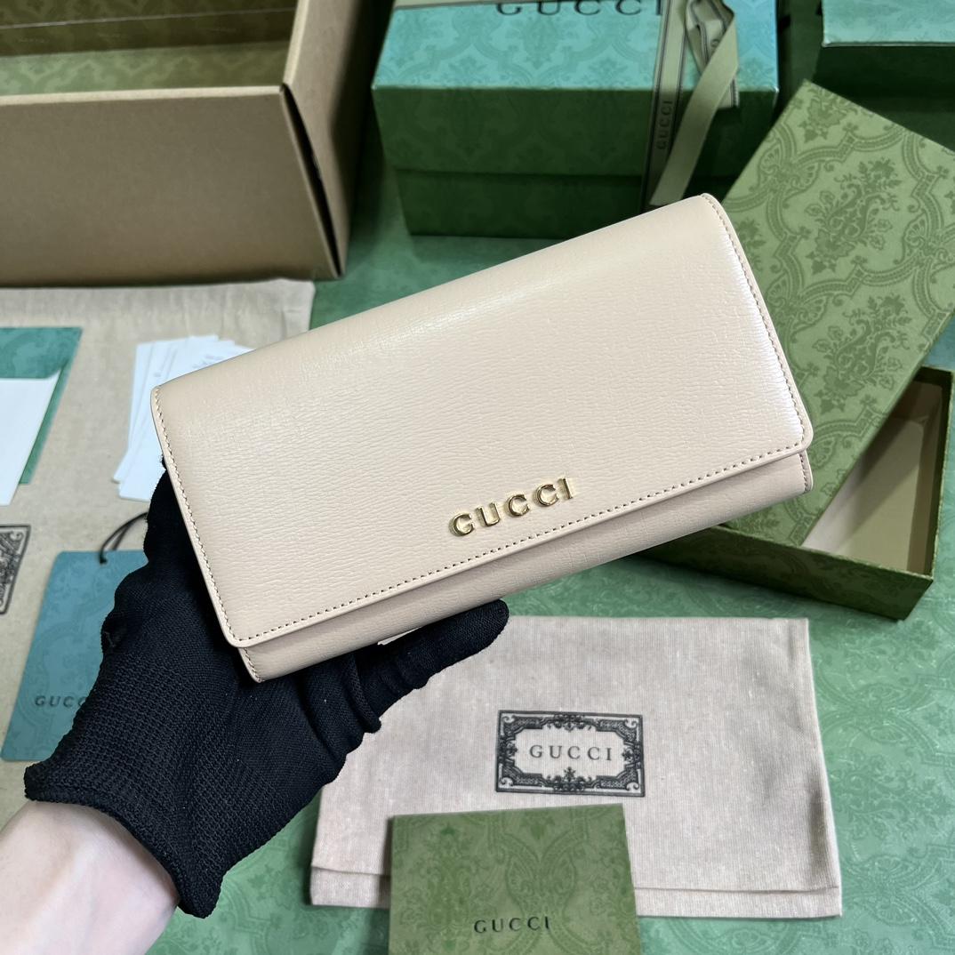 Gucci Continental Wallet With Gucci Script - DesignerGu