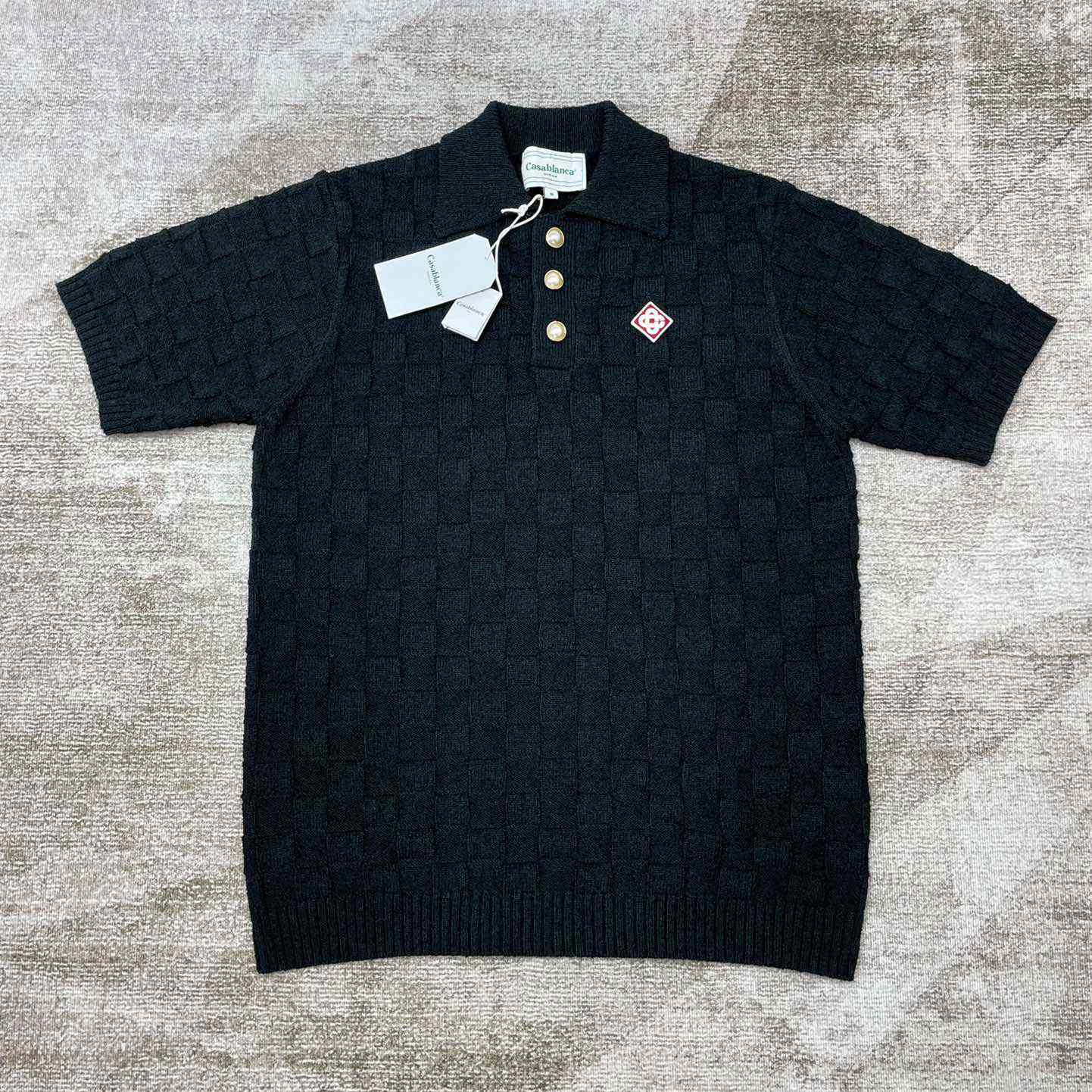 Casablanca Logo-embroidered Bouclé Polo Shirt - DesignerGu