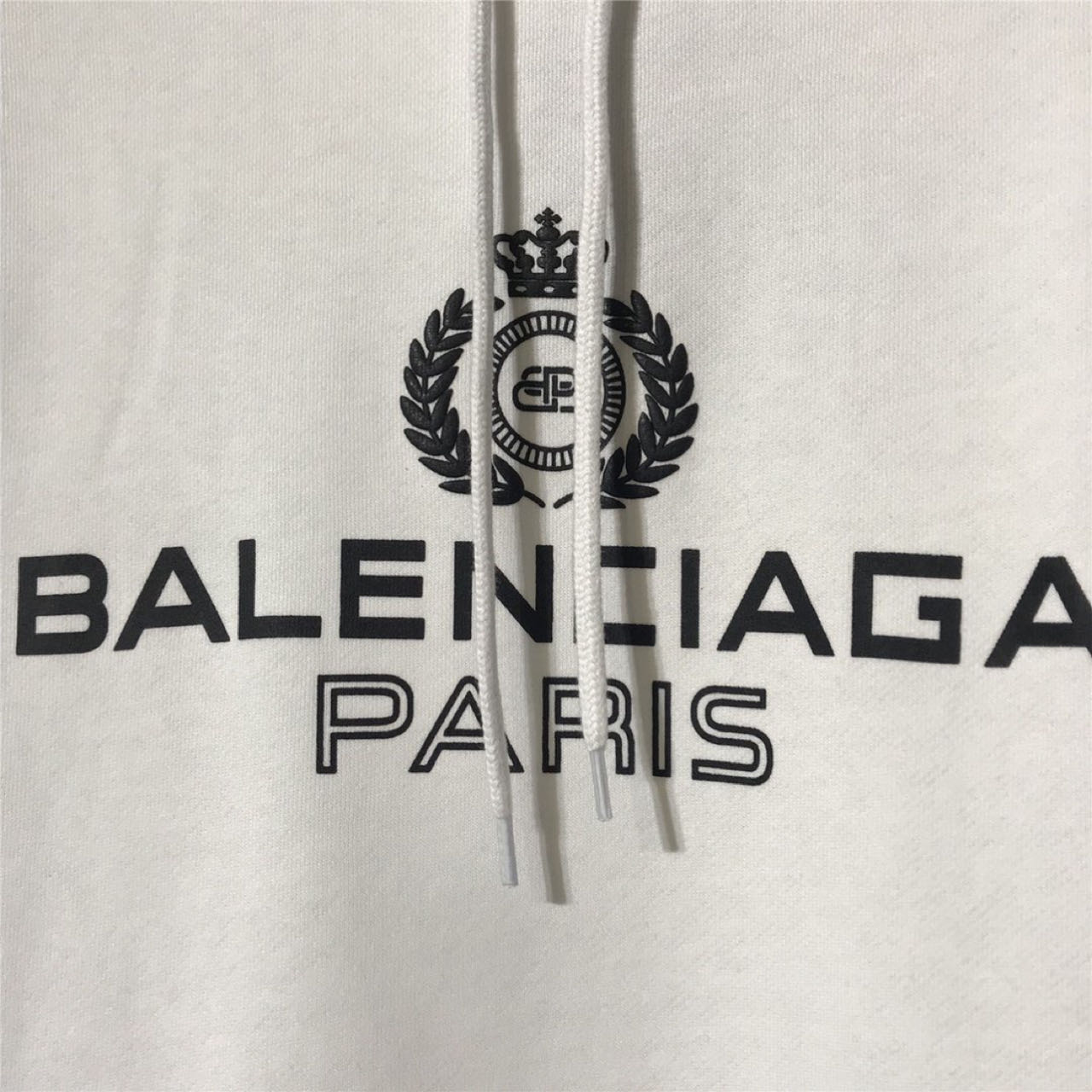 Balenciaga Men's Gray White Hooded Sweatshirt With Black Logo - DesignerGu