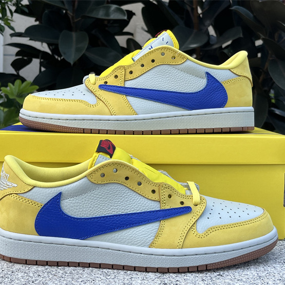 Travis Scott x Air Jordan 1 Low Canary Sneaker      DZ4137-700 - DesignerGu