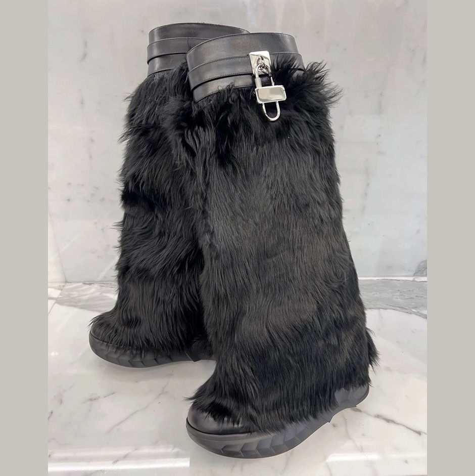 Givenchy Shark Lock Biker Boots In Alpaca - DesignerGu