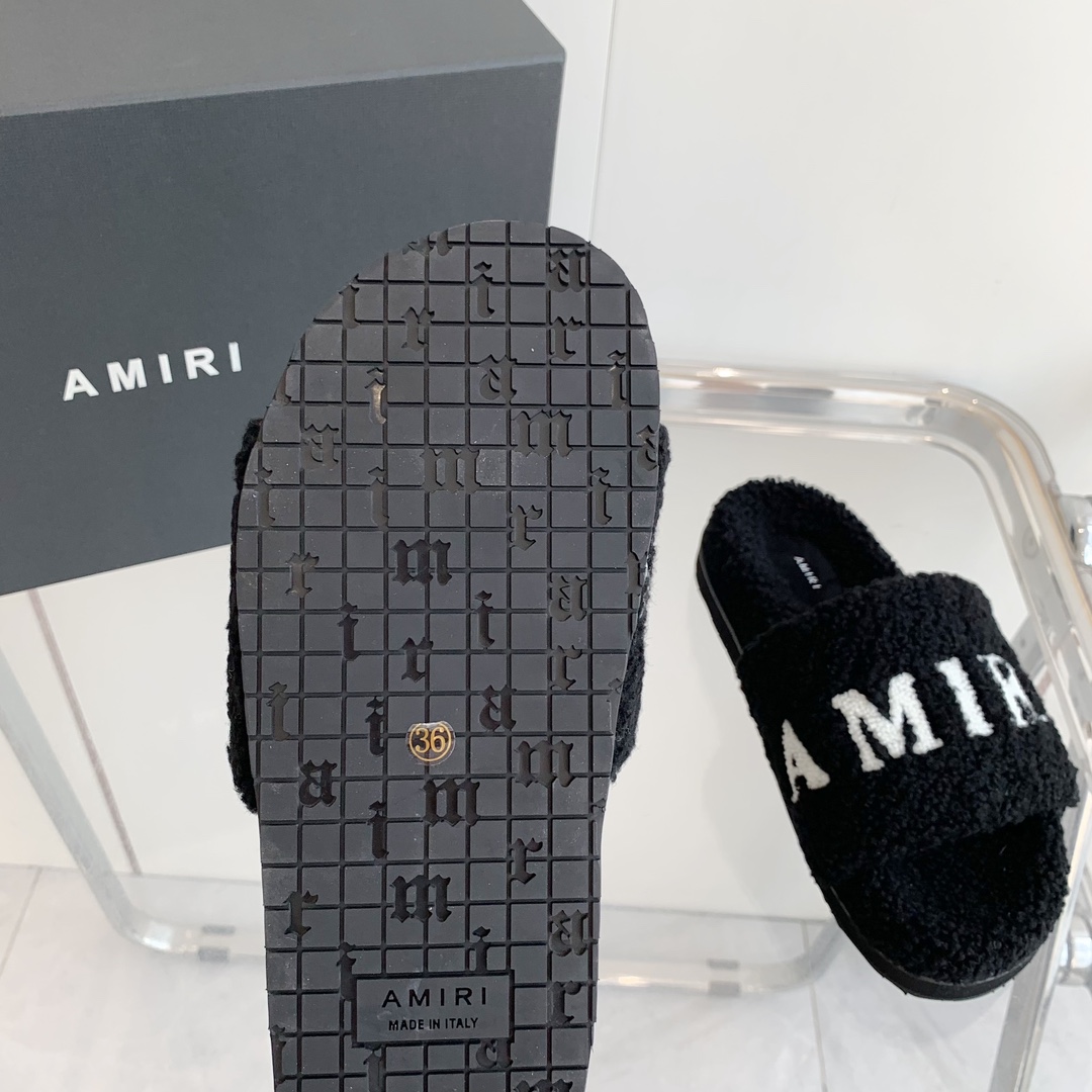 Amiri Logo-print Fleece Slippers - DesignerGu