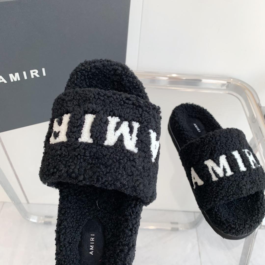 Amiri Logo-print Fleece Slippers - DesignerGu