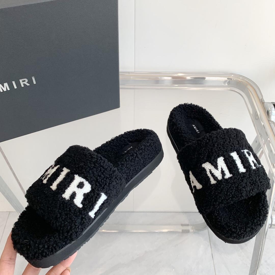 Amiri Logo-print Fleece Slippers - DesignerGu