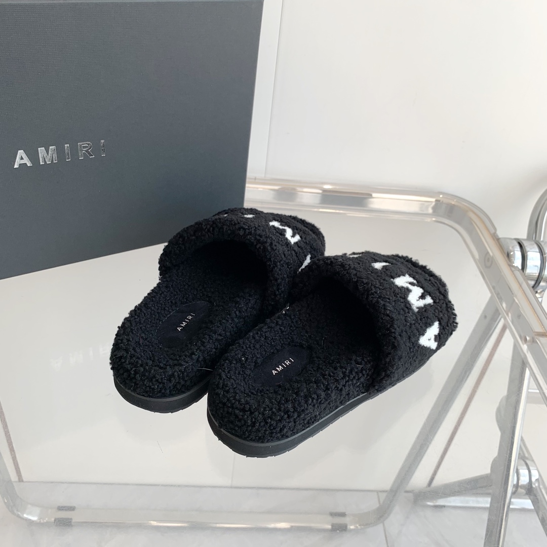 Amiri Logo-print Fleece Slippers - DesignerGu