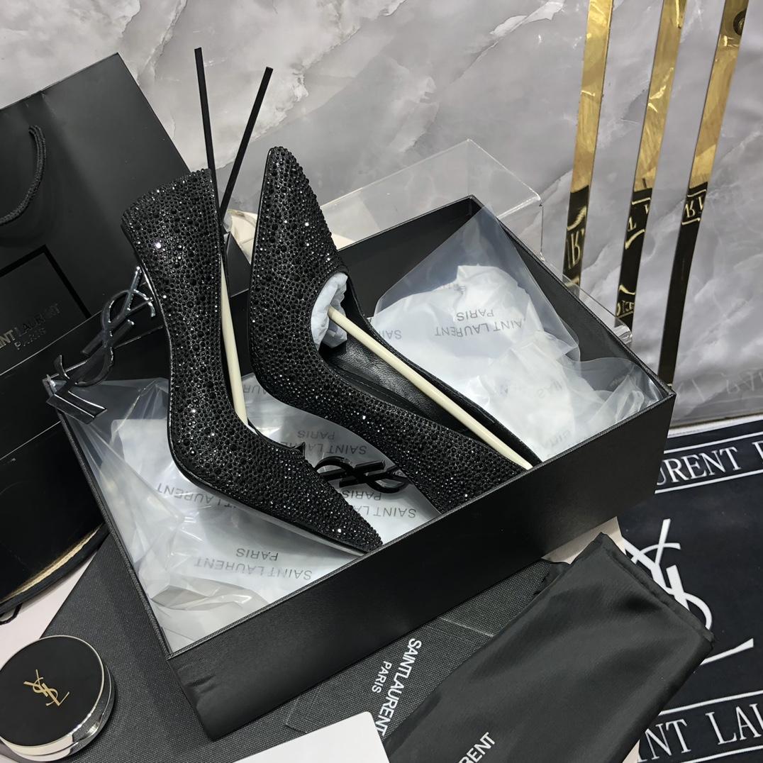 Saint Laurent Black Opyum Glitter Pumps - DesignerGu