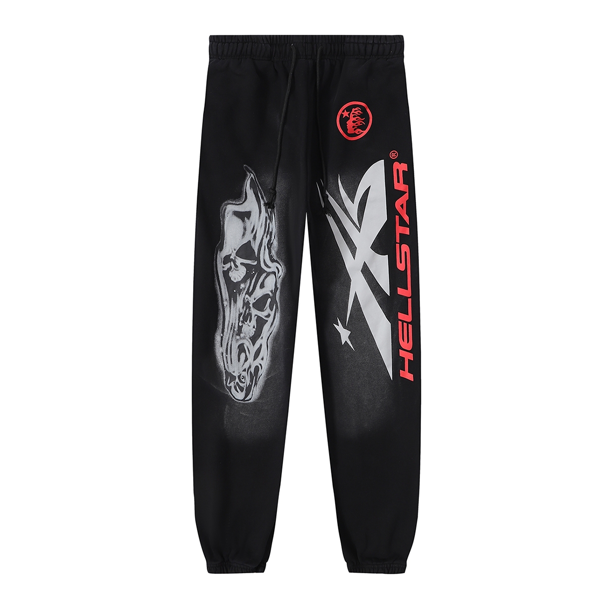 Hellstar Airbrushed Skull Closed Elastic Bottom Sweatpants - DesignerGu