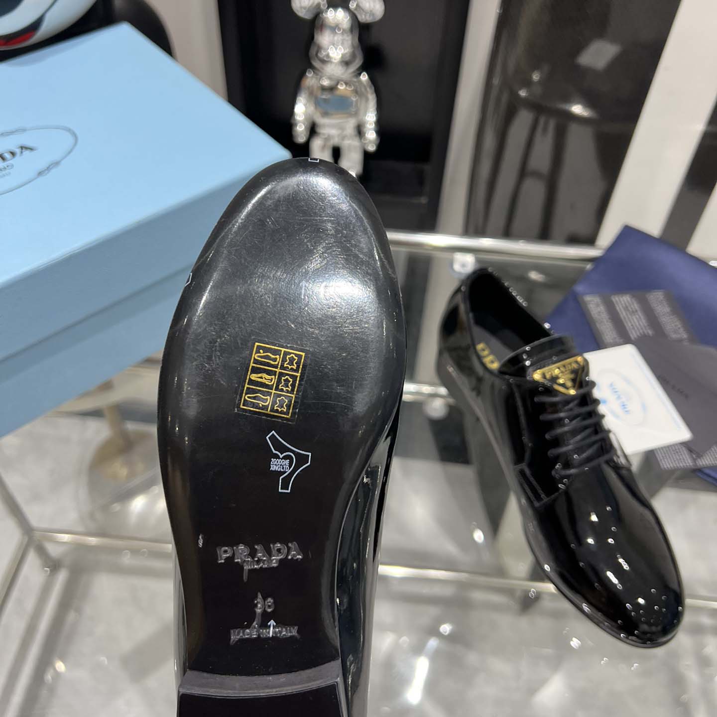 Prada Patent Leather Lace-up Shoes - DesignerGu