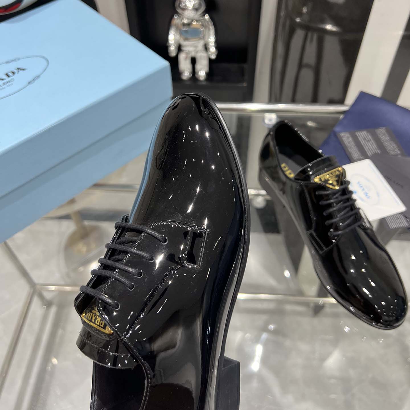 Prada Patent Leather Lace-up Shoes - DesignerGu