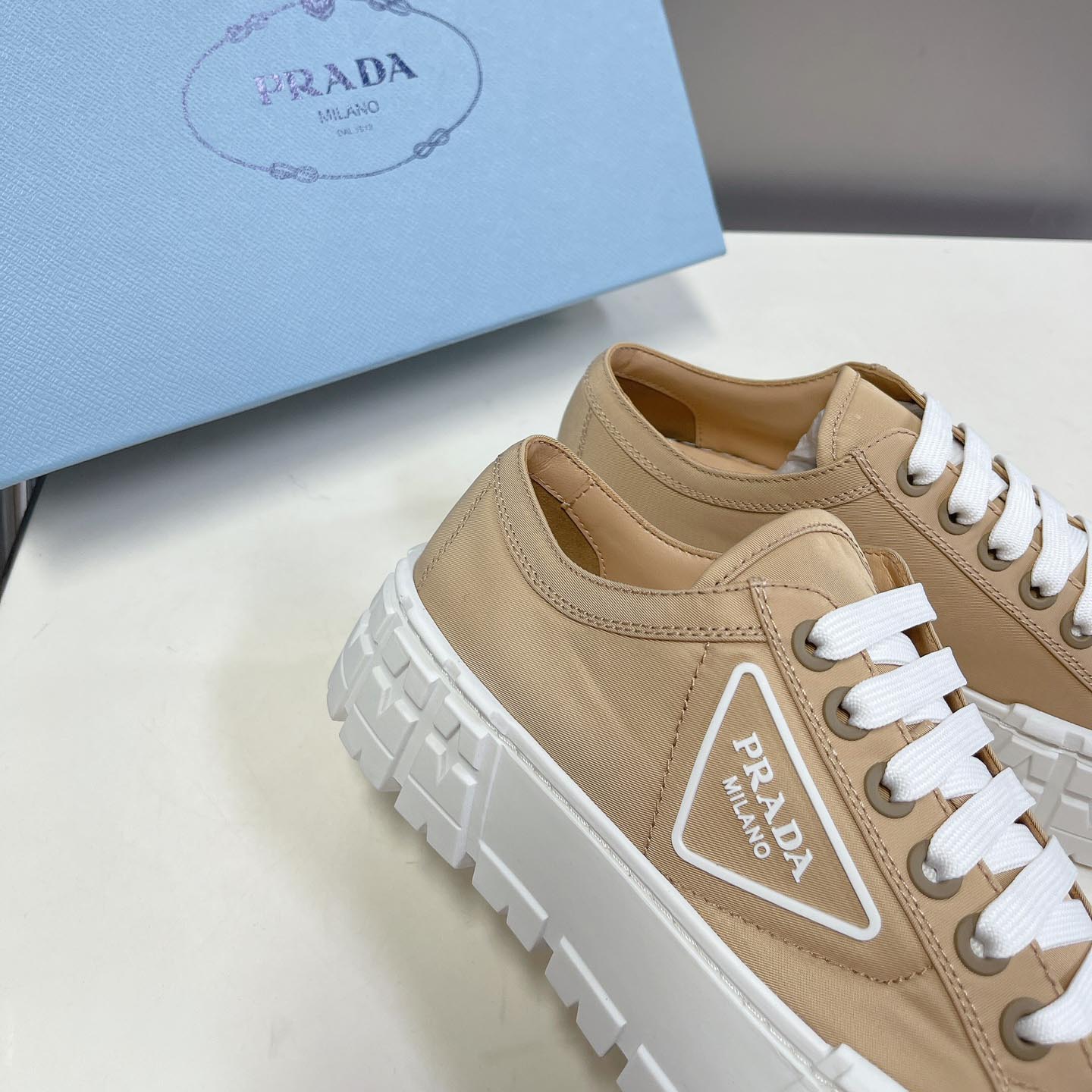 Prada Double Wheel Nylon Gabardine Sneakers - DesignerGu