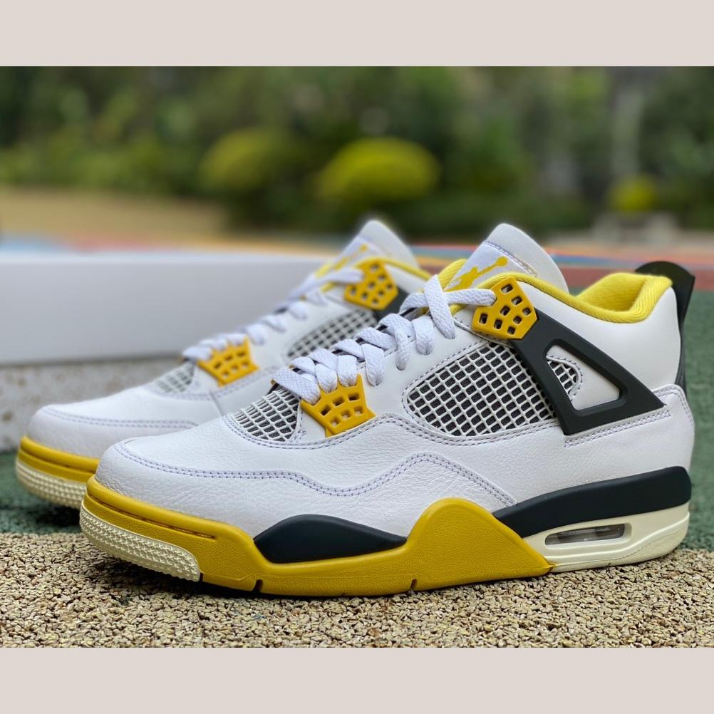 Air Jordan 4 Retro Vivid Sulfur Sneakers     AQ9129-101 - DesignerGu