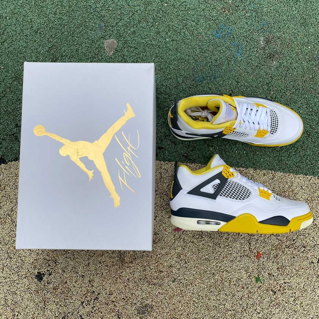 Air Jordan 4 Retro Vivid Sulfur Sneakers     AQ9129-101 - DesignerGu