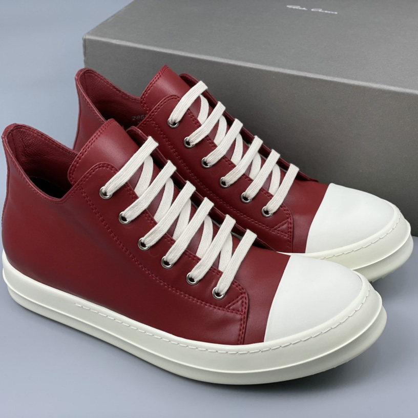 Rick Owens Low-Top Leather Sneakers - DesignerGu