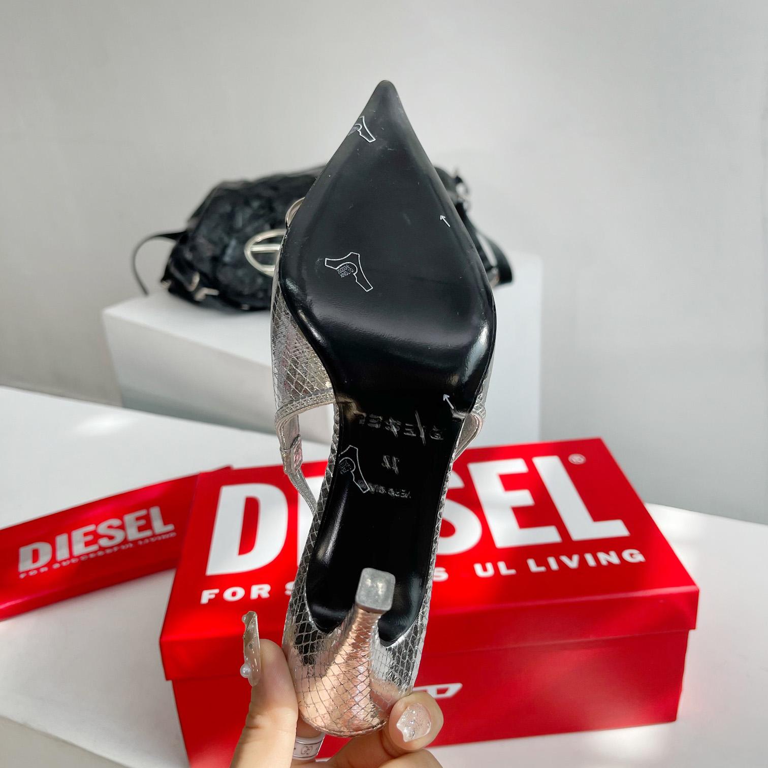 Diesel D-Venus Sb - Patent Snake-effect Slingback Pumps - DesignerGu