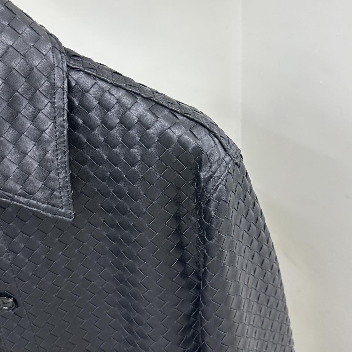 Bottega Veneta Intrecciato Relaxed Leather Shirt - DesignerGu