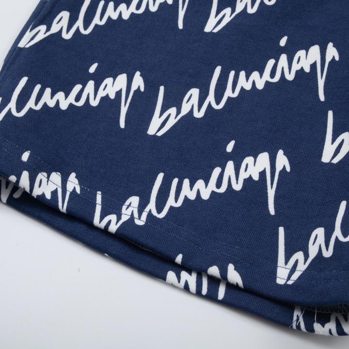 Balenciaga Navy Scribble Shorts - DesignerGu