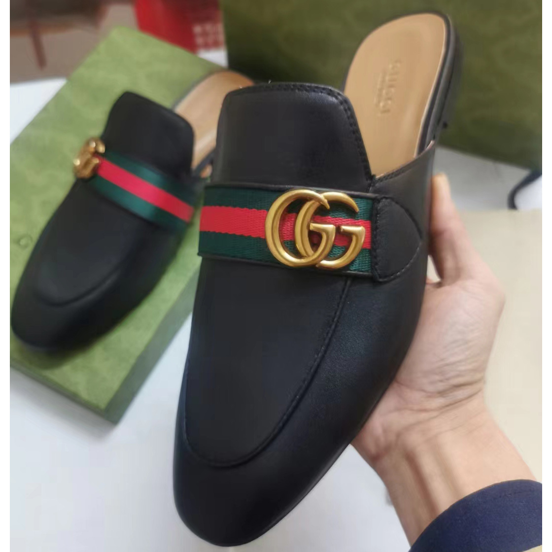 Gucci Web-trimmed Slippers - DesignerGu