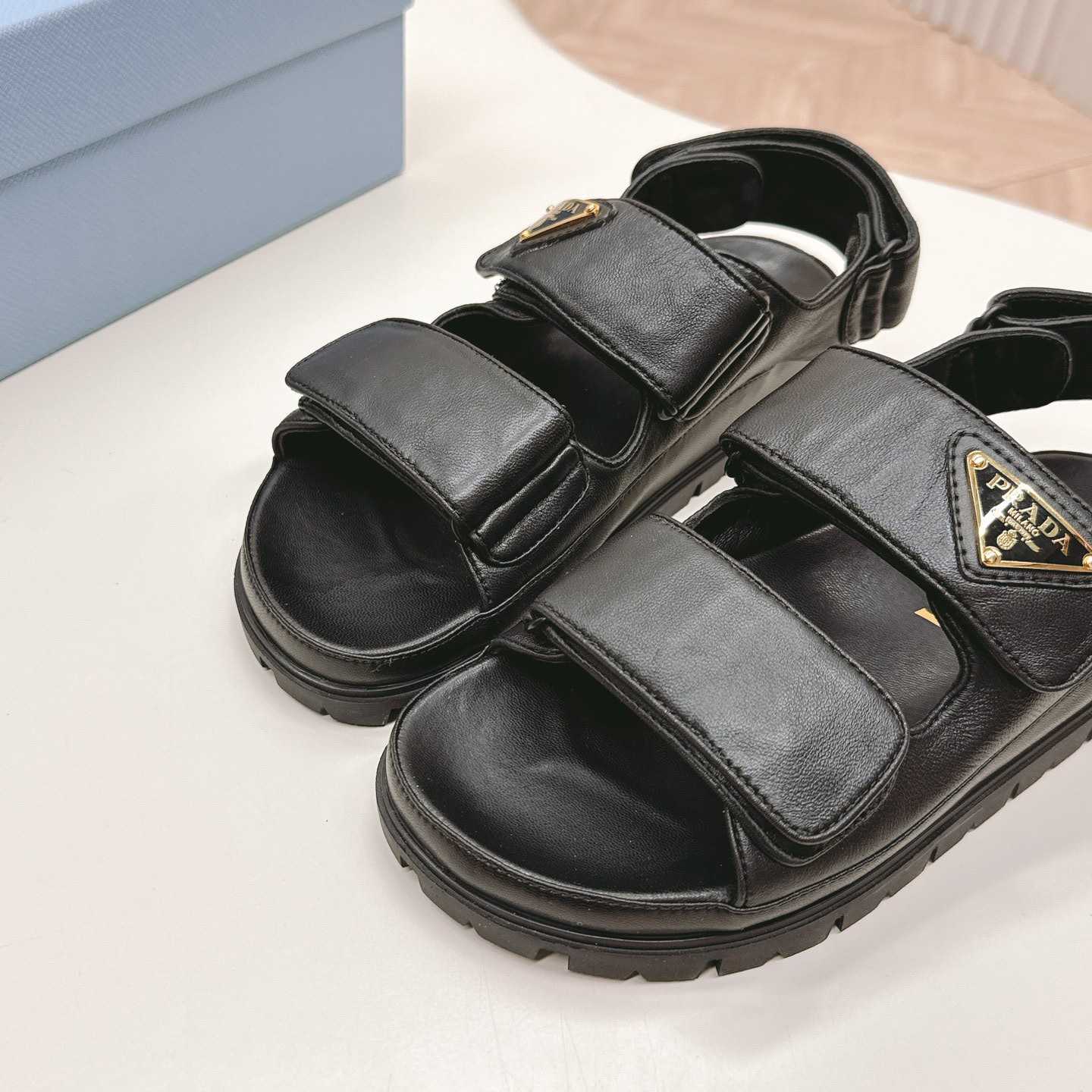 Prada Flat Nappa Leather Sandals - DesignerGu