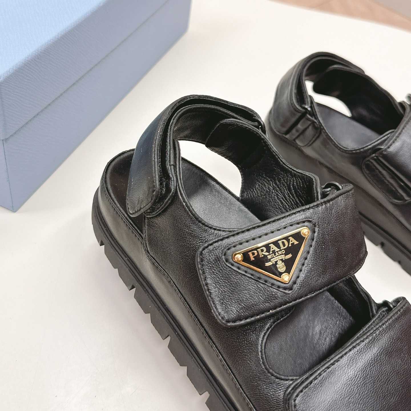 Prada Flat Nappa Leather Sandals - DesignerGu