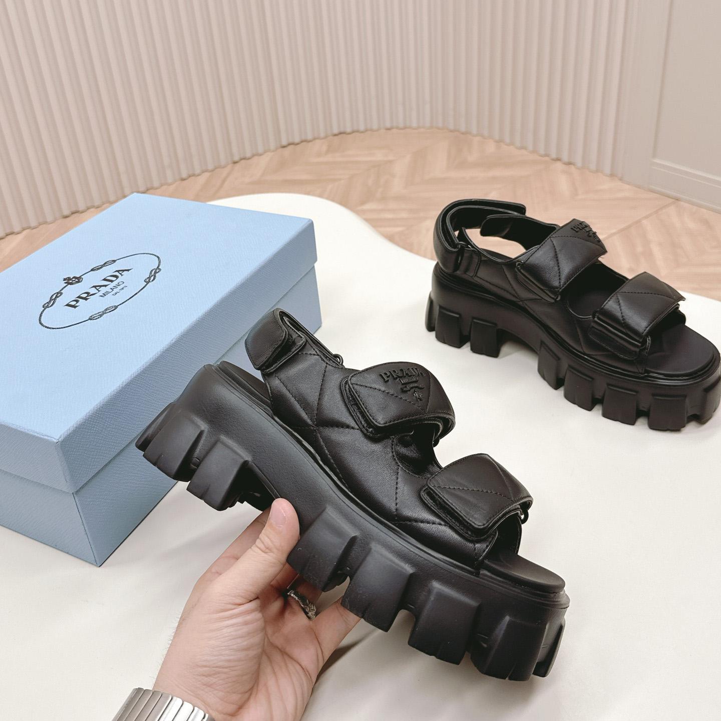 Prada Monolith Nappa Leather Sandals - DesignerGu