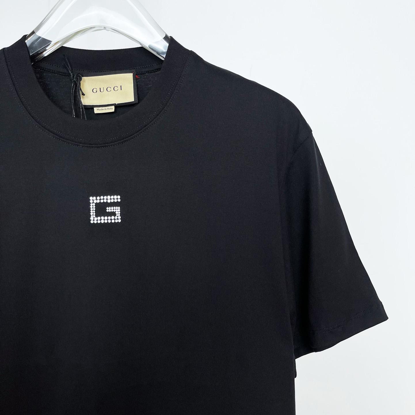 Gucci Cotton Jersey T-shirt With Crystal G - DesignerGu