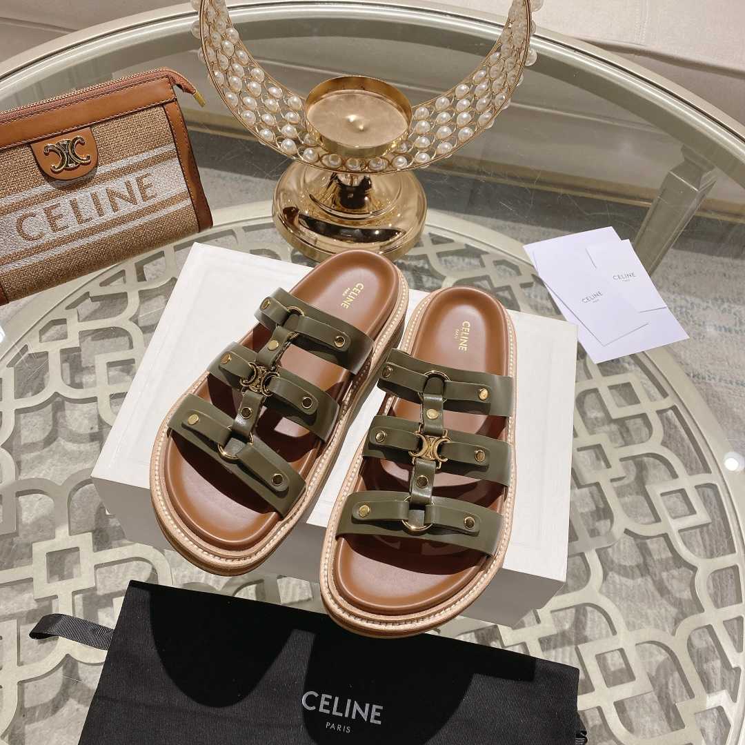 Celine Slides Tippi In Calfskin - Vegetal Tanning  - DesignerGu