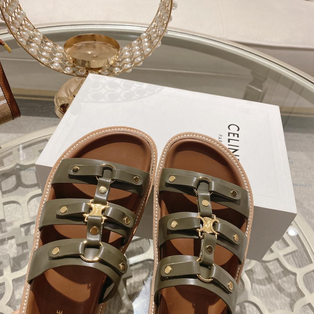 Celine Slides Tippi In Calfskin - Vegetal Tanning  - DesignerGu