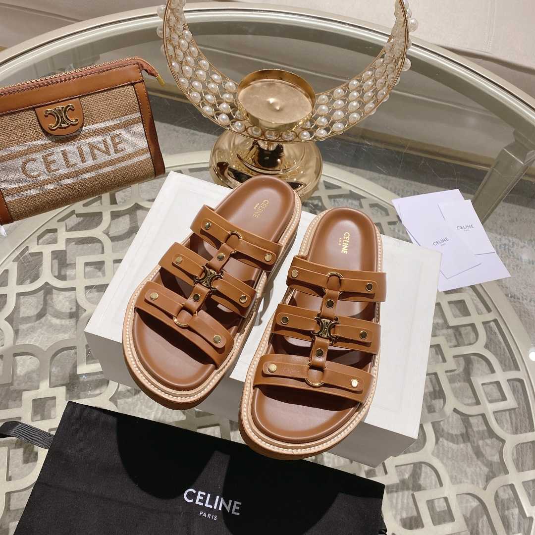 Celine Slides Tippi In Calfskin - DesignerGu