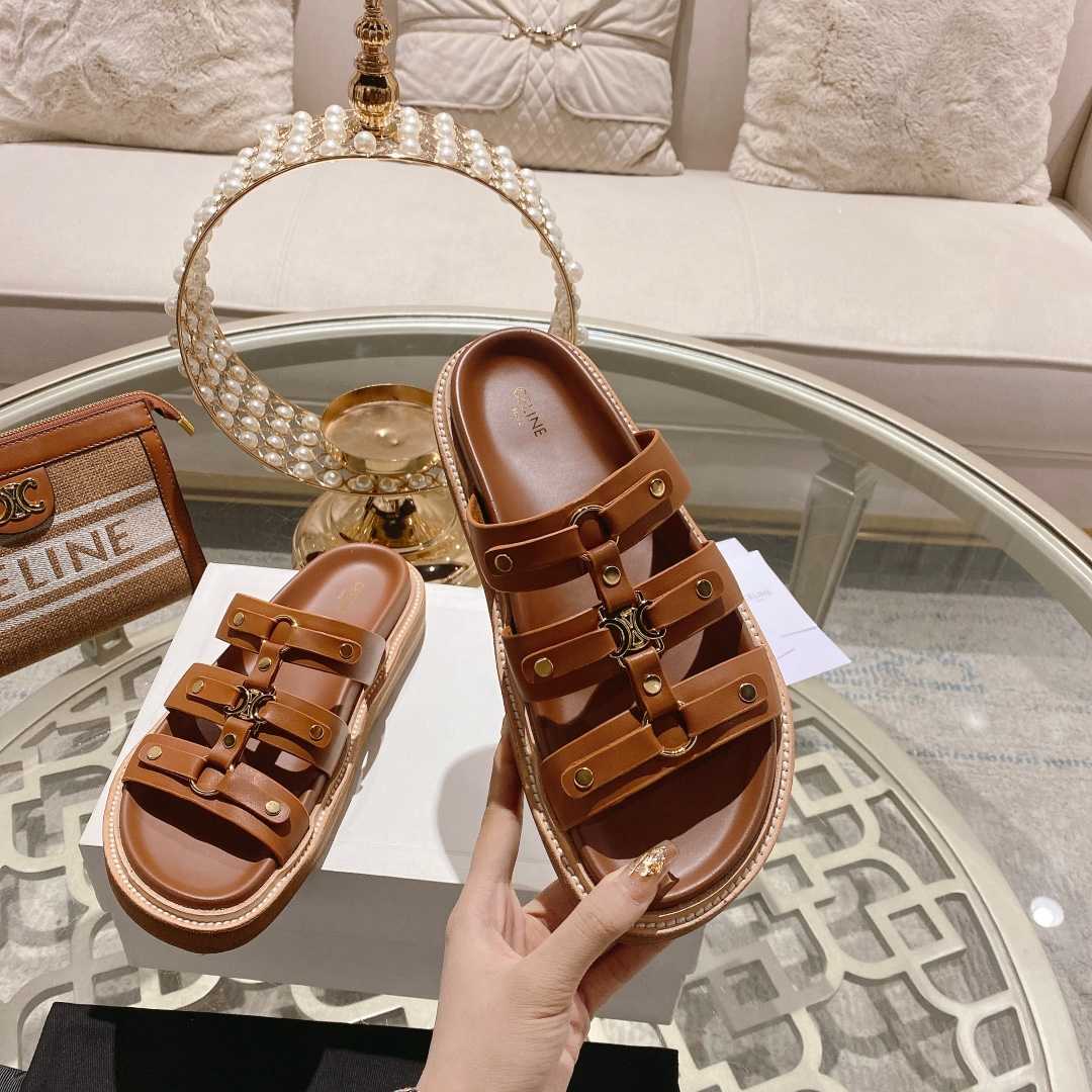 Celine Slides Tippi In Calfskin - DesignerGu