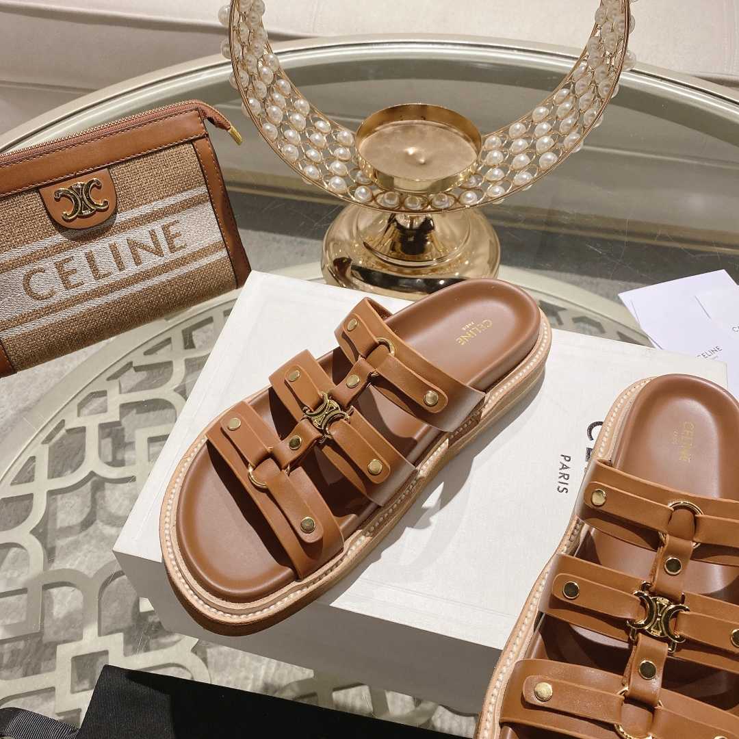 Celine Slides Tippi In Calfskin - DesignerGu