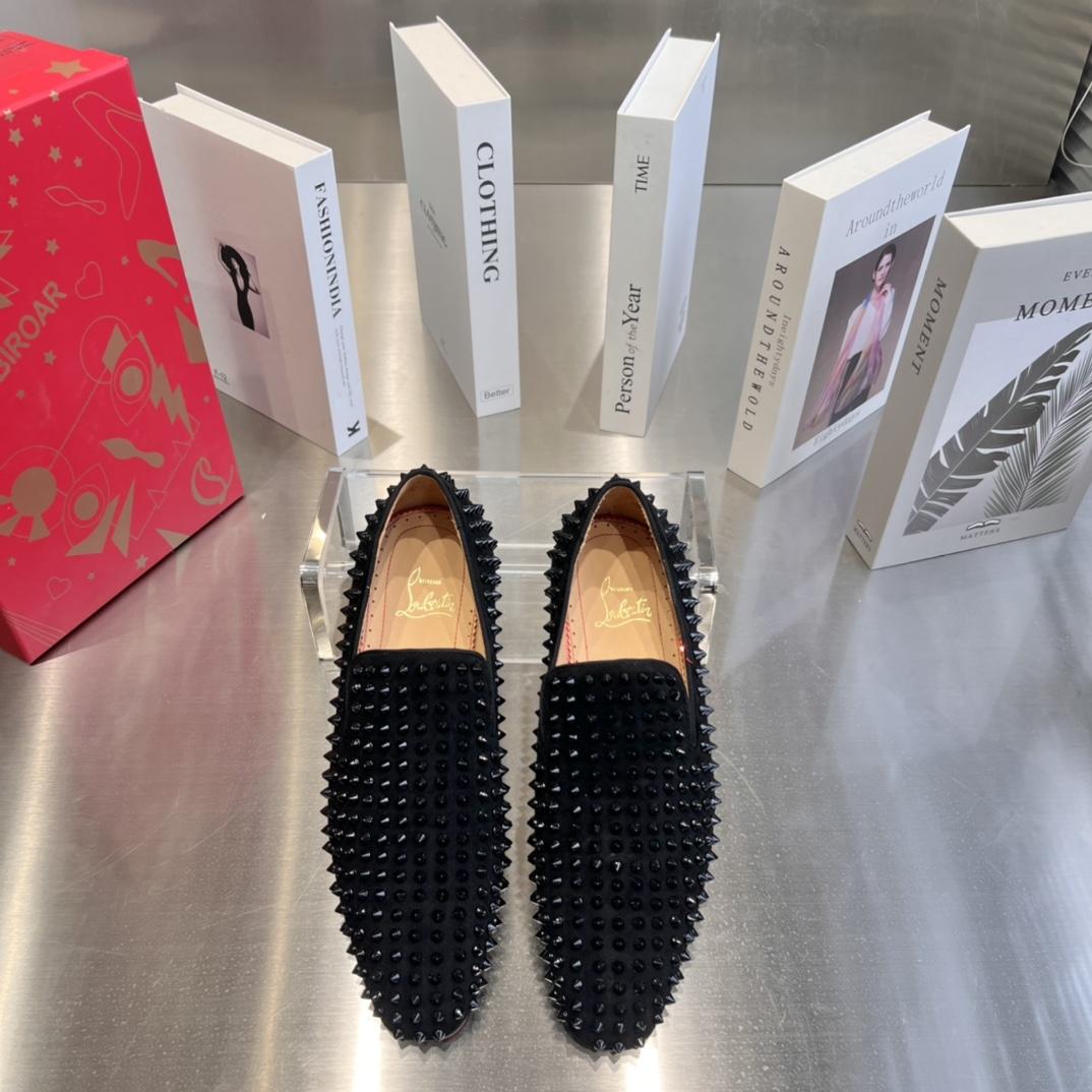 Christian Louboutin Black Dandelion Spikes Loafers - DesignerGu