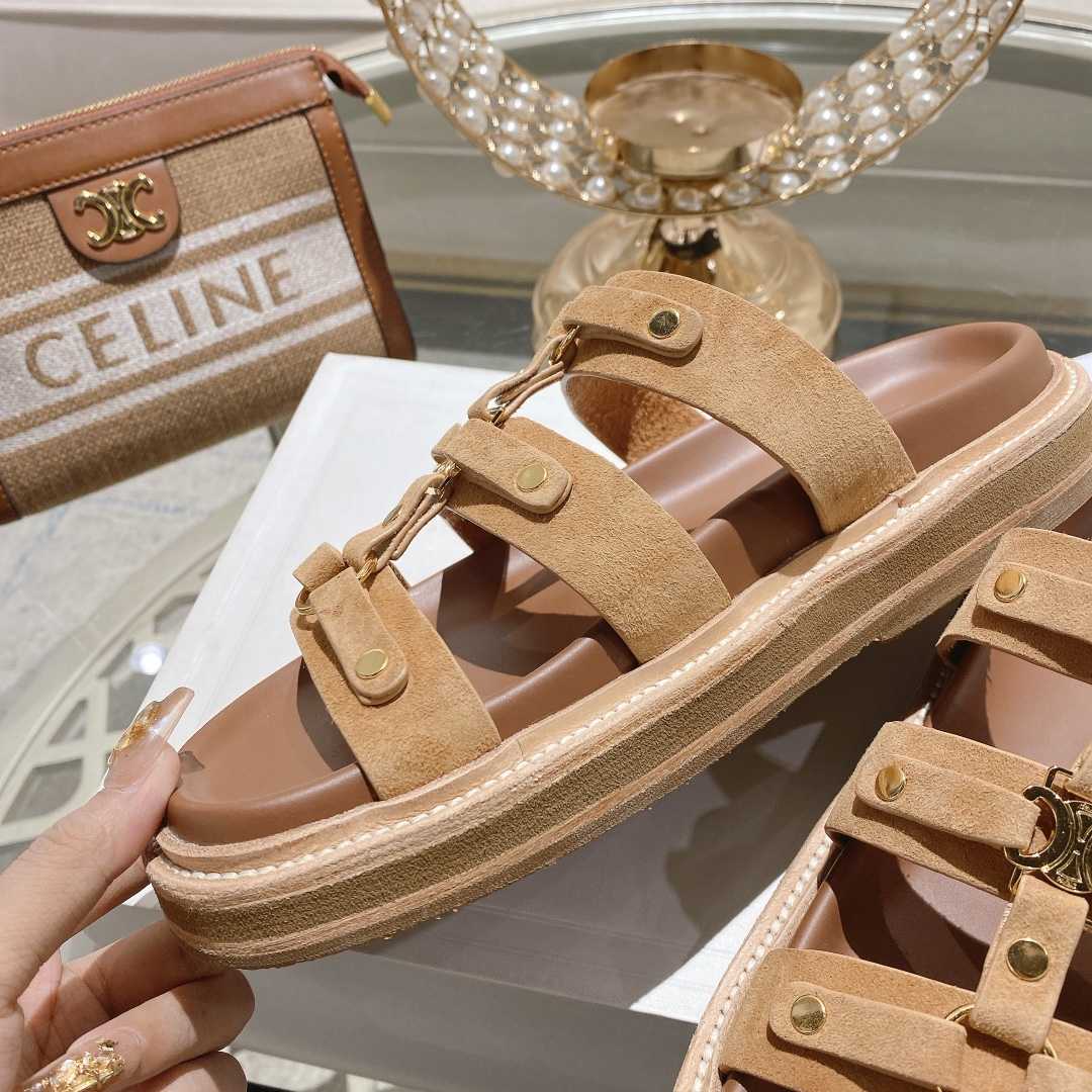 Celine Slides Tippi In  Suede Calfskin - DesignerGu