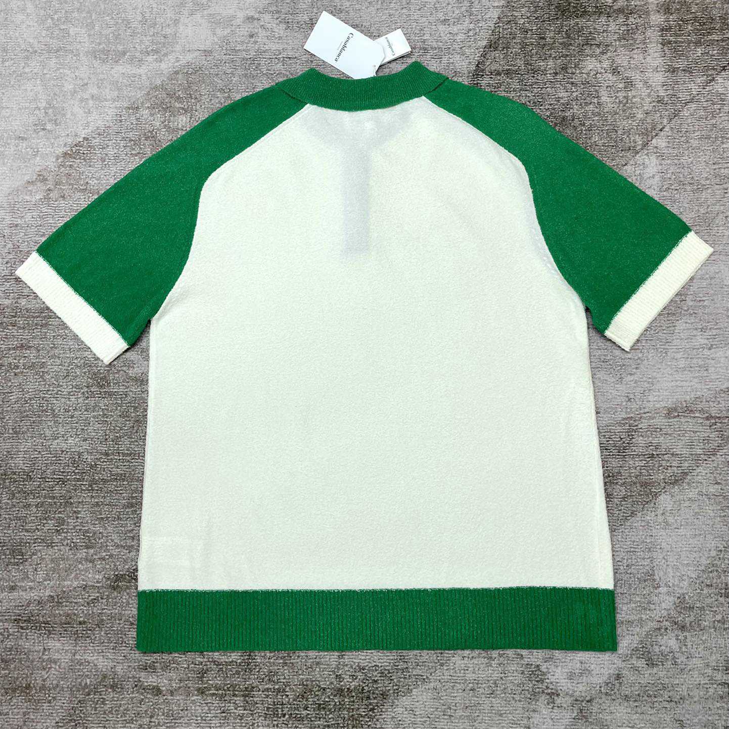 Casablanca Colour Blocking Boucle Polo - White / Green - DesignerGu