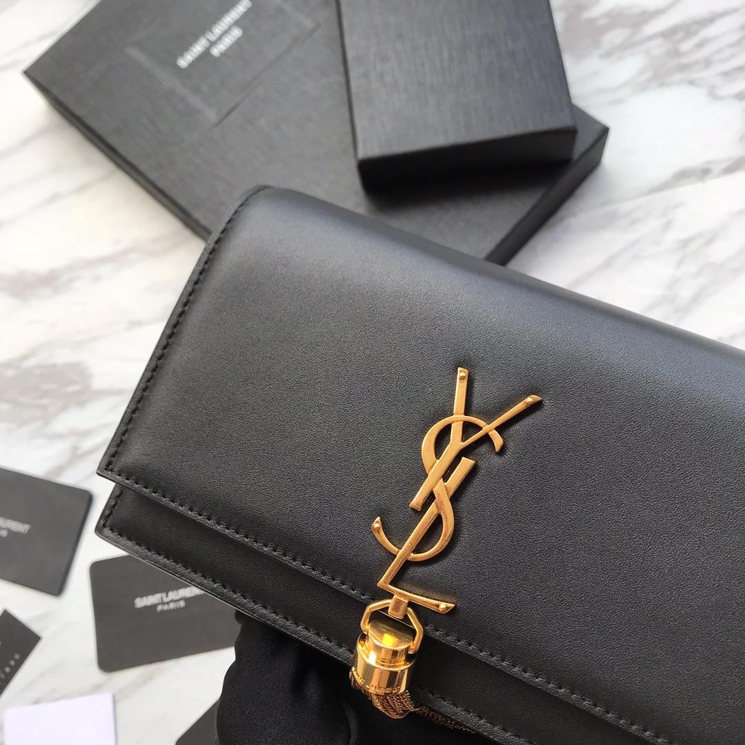 Saint Laurent Satin Kate Chain Wallet (19*12.5*4cm) - DesignerGu