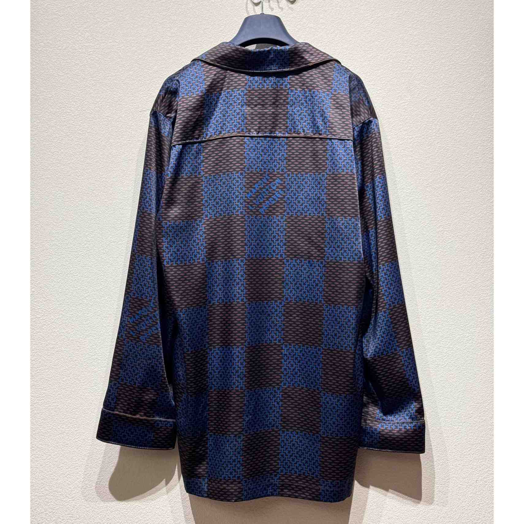 Louis Vuitton Long-Sleeved Damier Silk Pyjama Shirt    1AFJD4 - DesignerGu